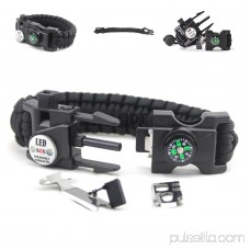 LED Light Outdoor Survival Camo Paracord Bracelet Flint Fire Starter Compass NEW (Jungle Camo)
